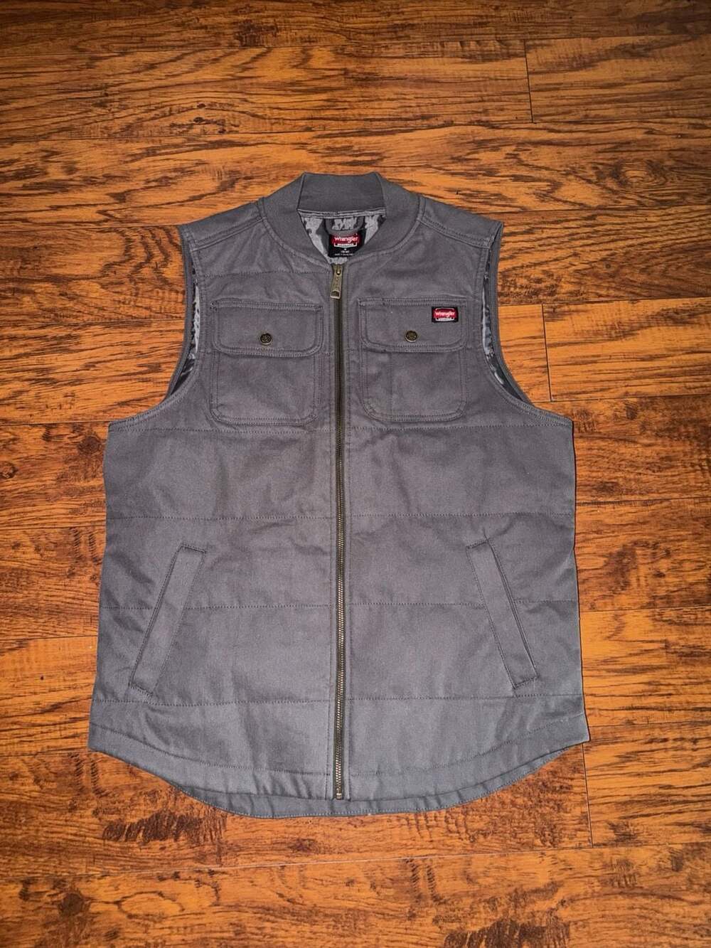 Wrangler Workwear Men's Quilted Lined Canvas Utility Vest Medium Gray